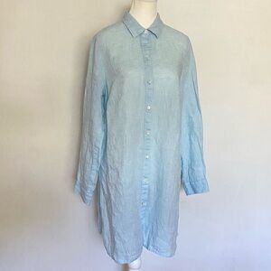 J. Jill Light Blue Casual Button Down Dress Tunic Shirt